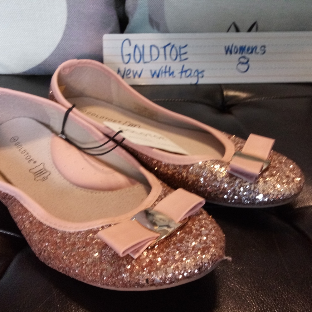 Gold Toe Ballet Flats
